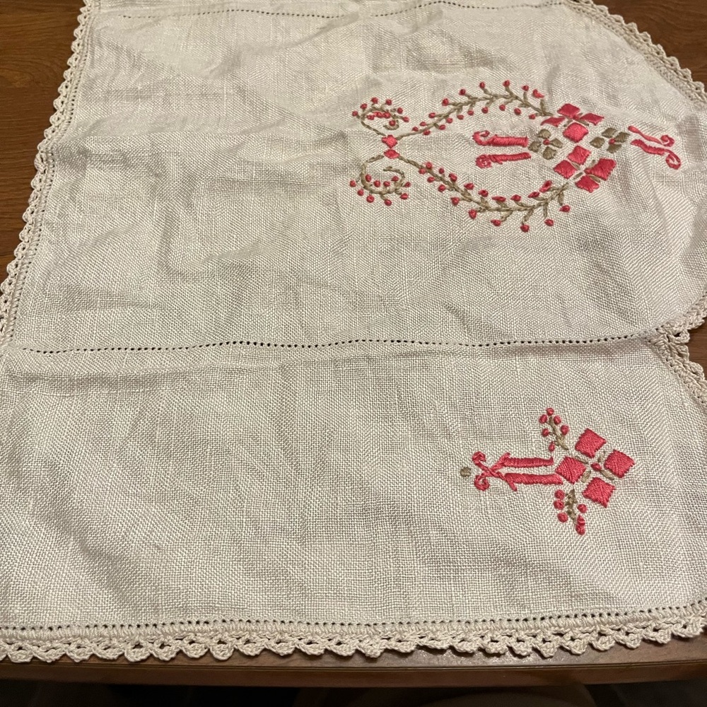 Embroidered pink linen